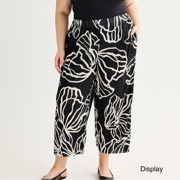 Nine West womens Plus Size 4x Wide Leg Crop Pants color black & white NWT - Picture 1 of 4